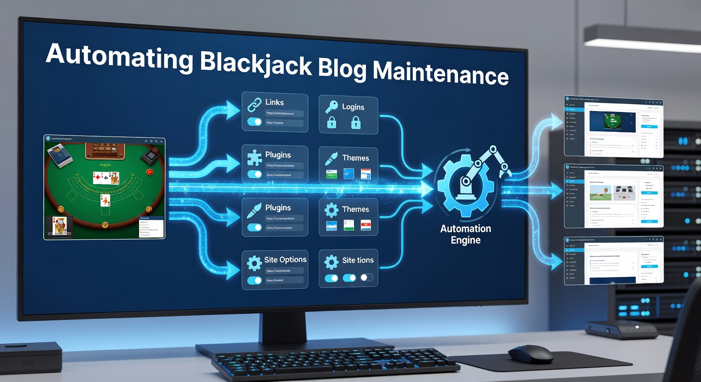 Schermafbeelding van een WordPress dashboard met XML-RPC integraties voor geautomatiseerd blogonderhoud op een blackjack site