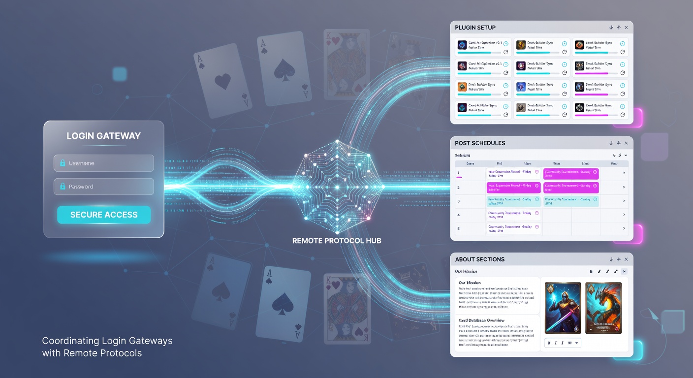 Overzicht van login-gateways die verbonden zijn met remote protocollen in een WordPress dashboard voor gaming sites