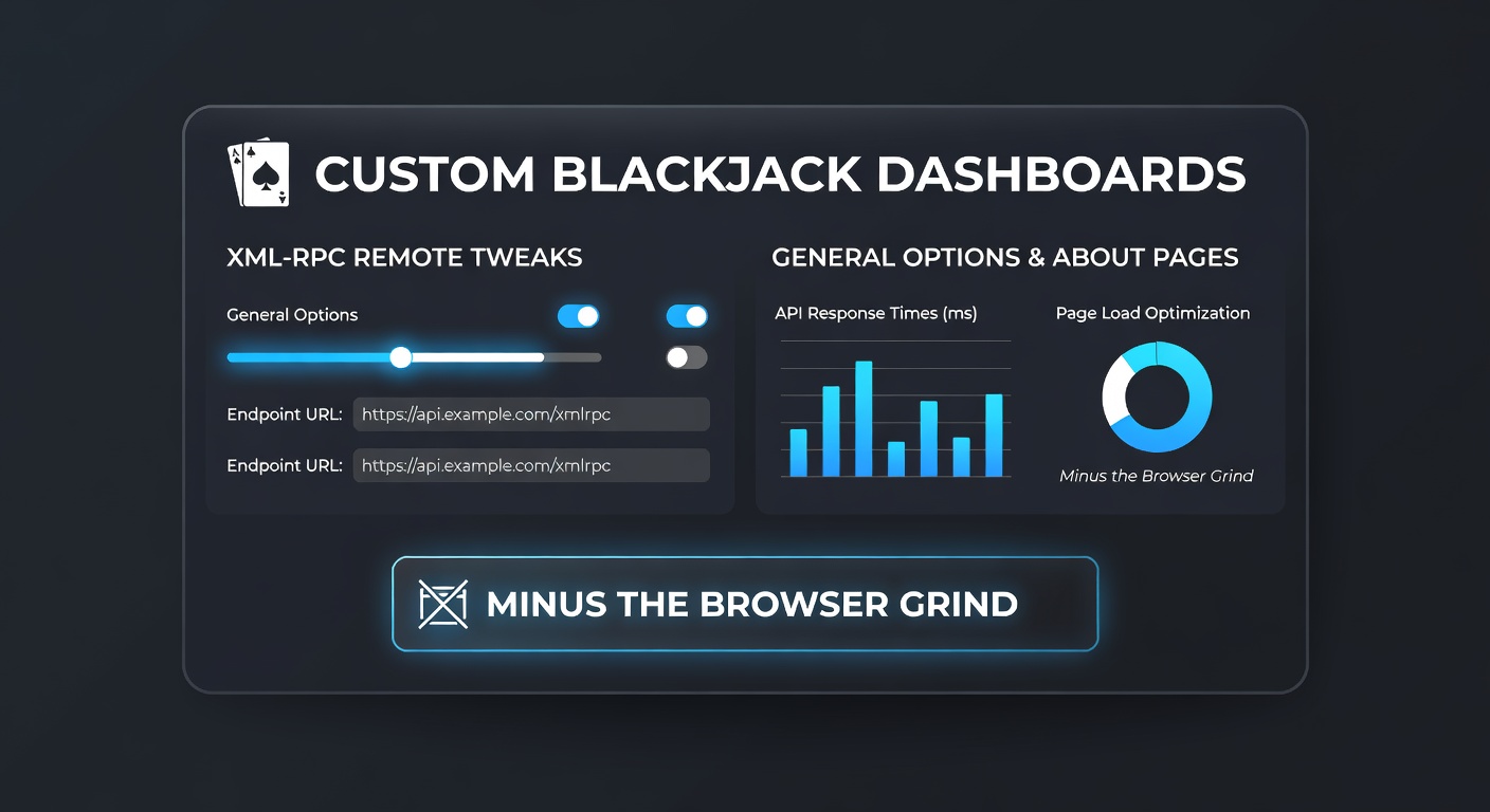 Schermafbeelding van een XML-RPC dashboard voor blackjack site-instellingen, met remote aanpassingen zichtbaar