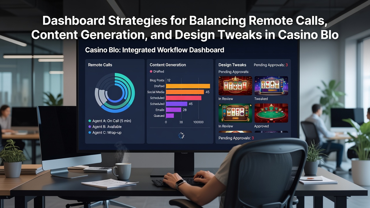Voorbeeld van gebalanceerde dashboard workflows met content en design elementen in een casino blog
