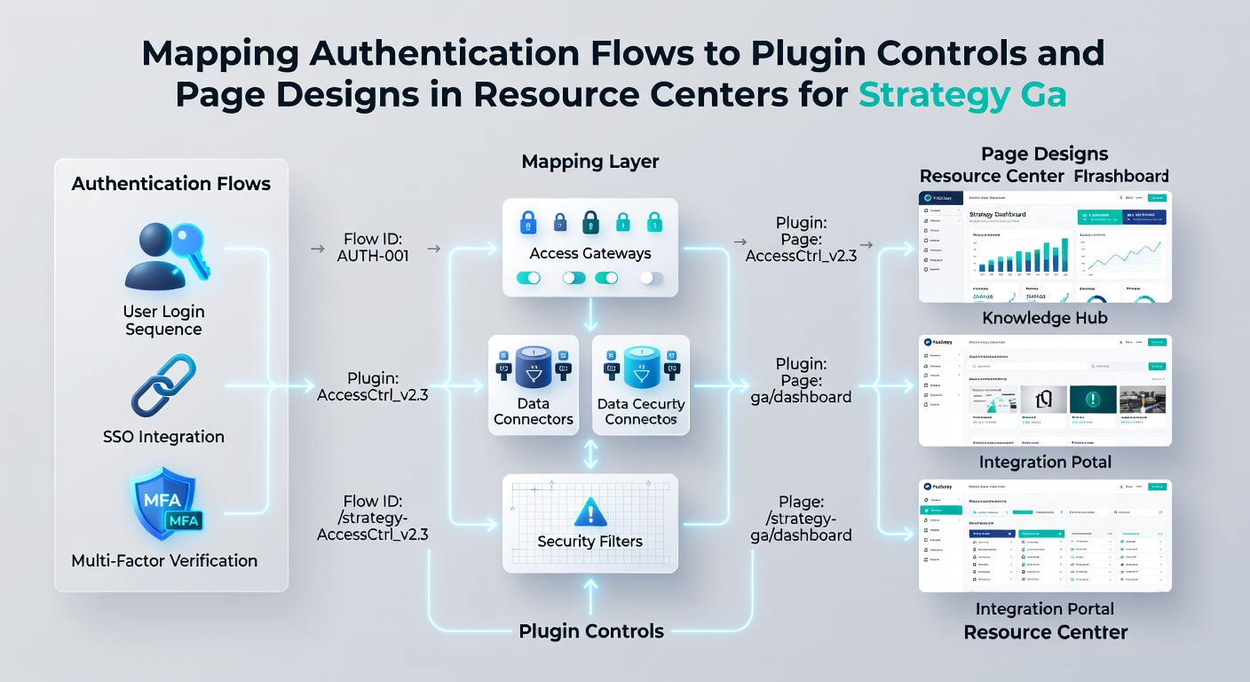 Voorbeeld van een adaptief paginadesign in een resource center waarbij authenticatie plugincontrols activeert voor strategiespelgebruikers