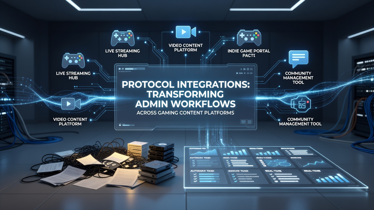 Overzicht van protocolintegraties die workflows verbinden in gaming content platforms