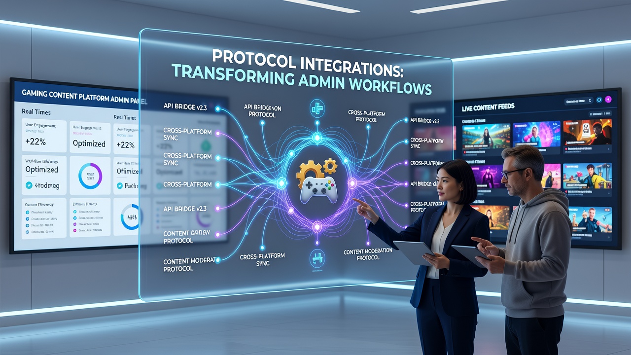 Diagram van naadloze dataflow via protocolintegraties in adminomgevingen