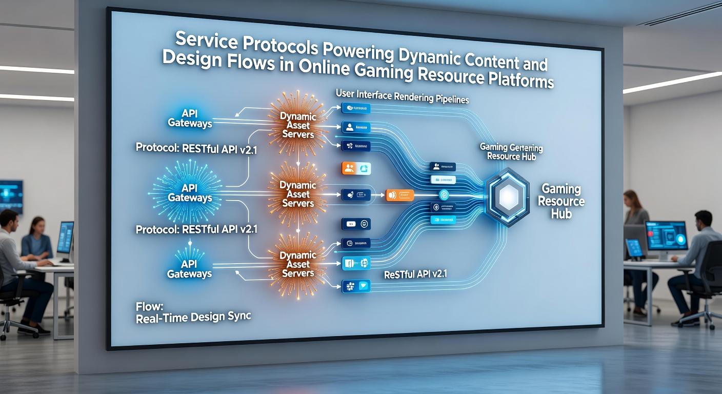 Diagram van ontwerpstromen aangedreven door serviceprotocollen in gaming resources