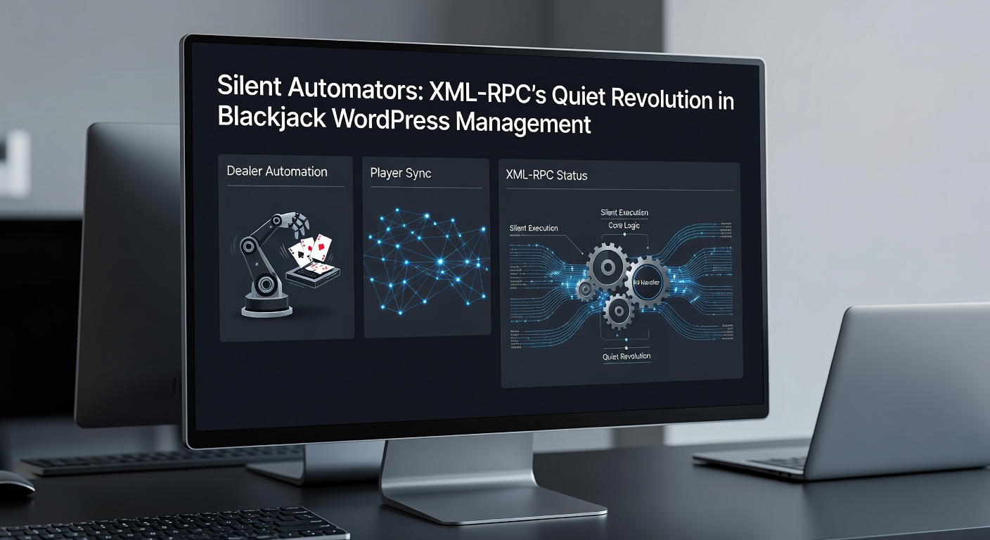 Voorbeeld van een beveiligde XML-RPC-pipeline die blackjack WordPress-thema's en plugins automatiseert, met grafieken die efficiëntie en foutreductie illustreren