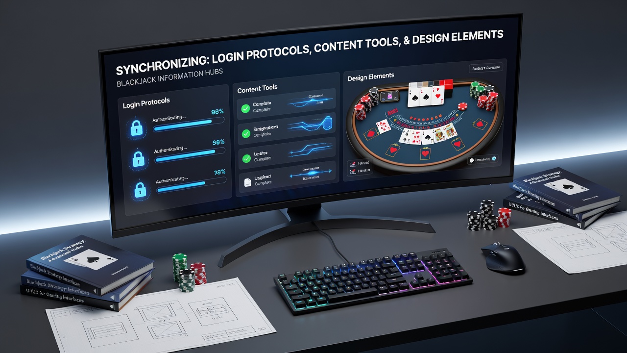 Voorbeeld van gesynchroniseerde content en design in een blackjack blog interface