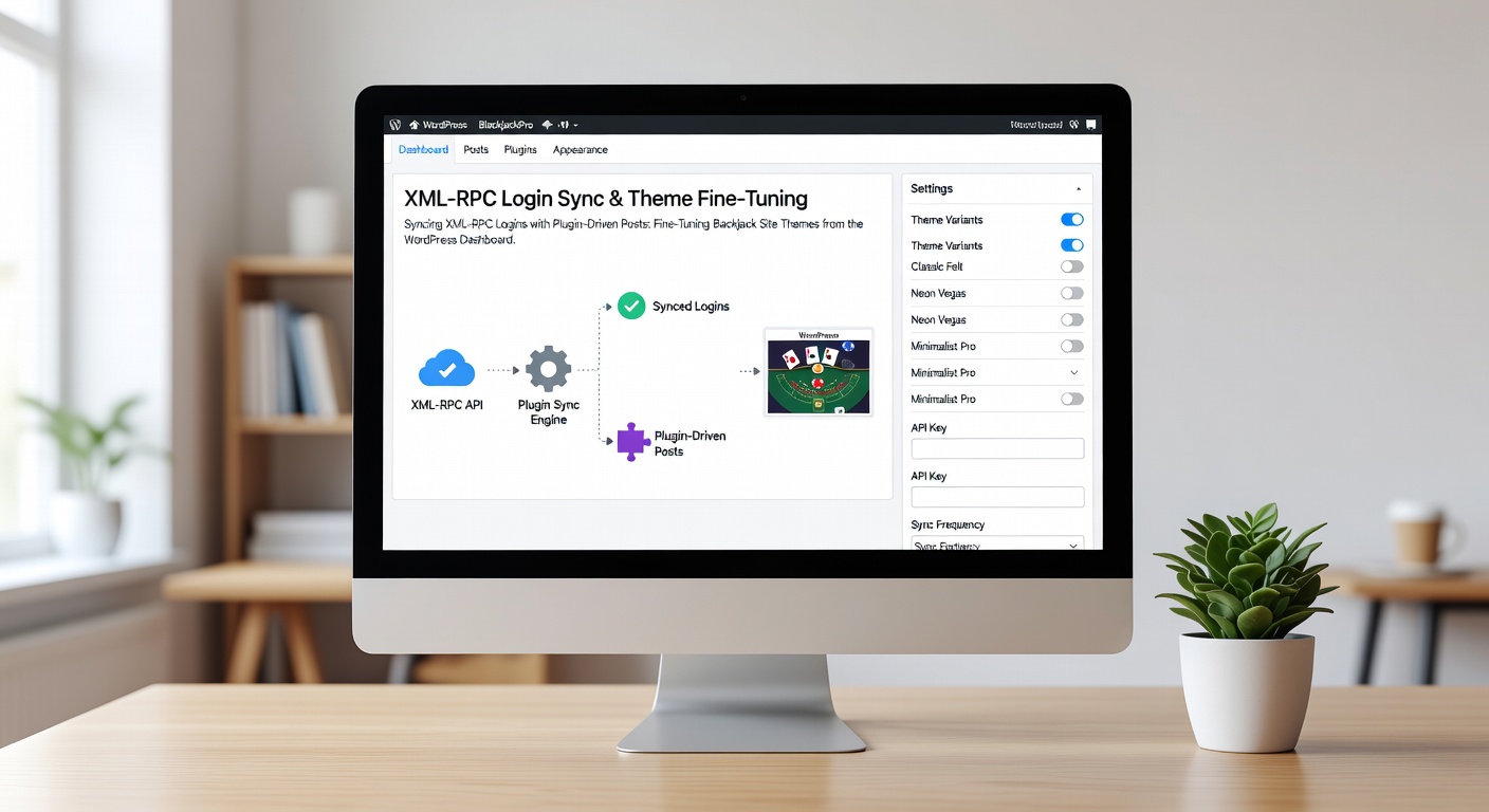 Schermafbeelding van WordPress dashboard met XML-RPC instellingen en plugin beheer voor blackjack thema aanpassingen