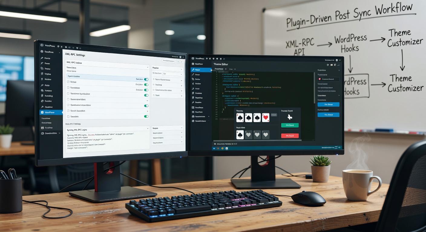 Voorbeeld van XML-RPC sync interface met plugin posts en thema preview in WordPress voor blackjack optimalisatie