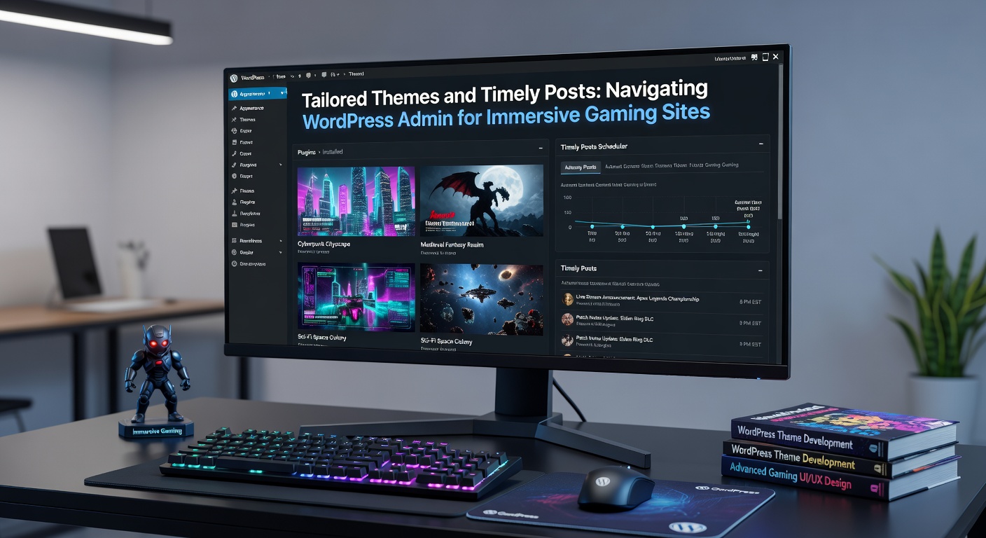 Voorbeeld van een gaming-website met custom WordPress-thema en geplande posts in het dashboard