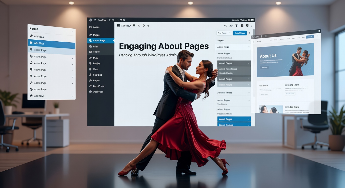 Schermafbeelding van WordPress dashboard met thema-aanpassingen en post-editor voor een gamingblog's over ons-pagina
