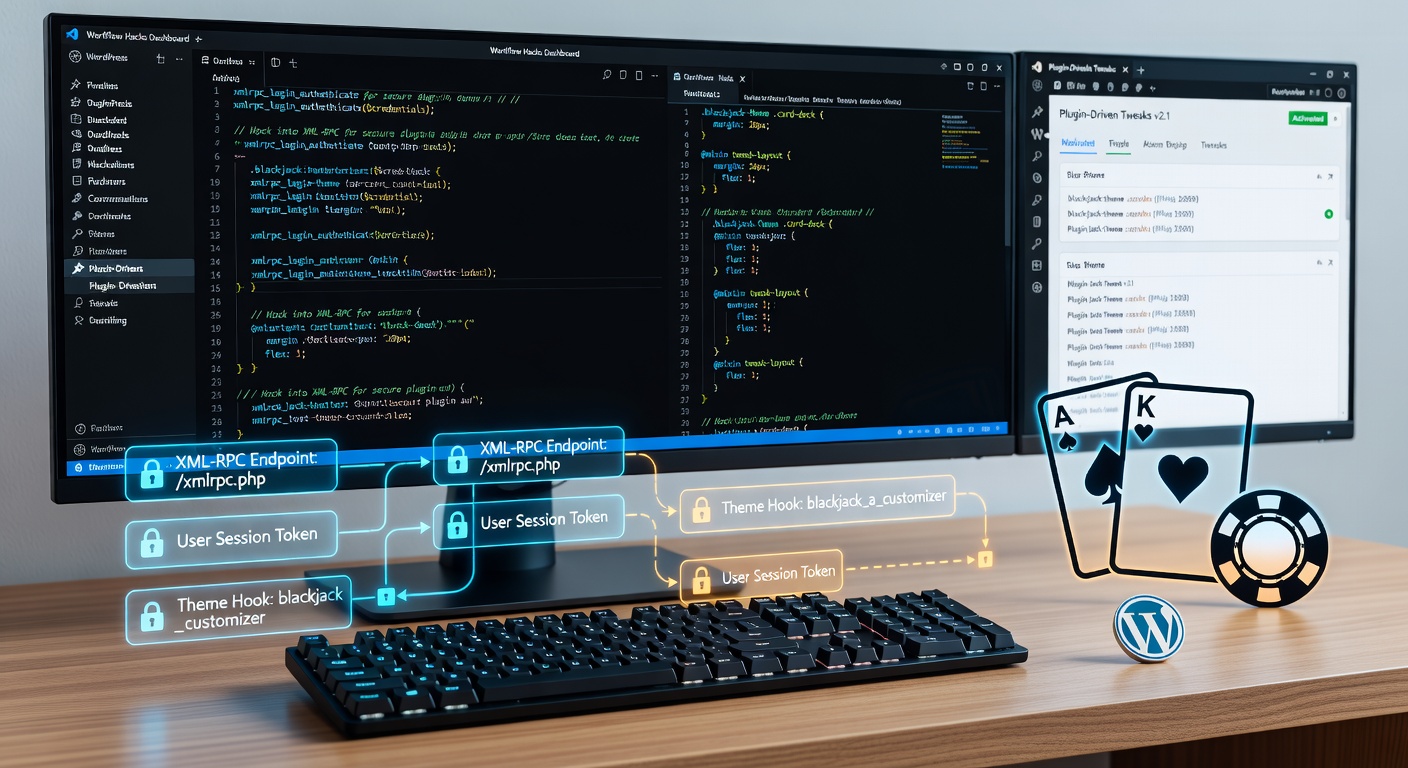 Voorbeeld van een geïntegreerde WordPress-workflow met XML-RPC-login en thema-tweak op een blackjack 'over ons'-pagina