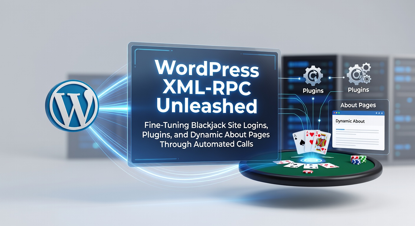 Overzicht van WordPress XML-RPC interface met geautomatiseerde calls voor blackjack site beheer, inclusief login panels en plugin integraties
