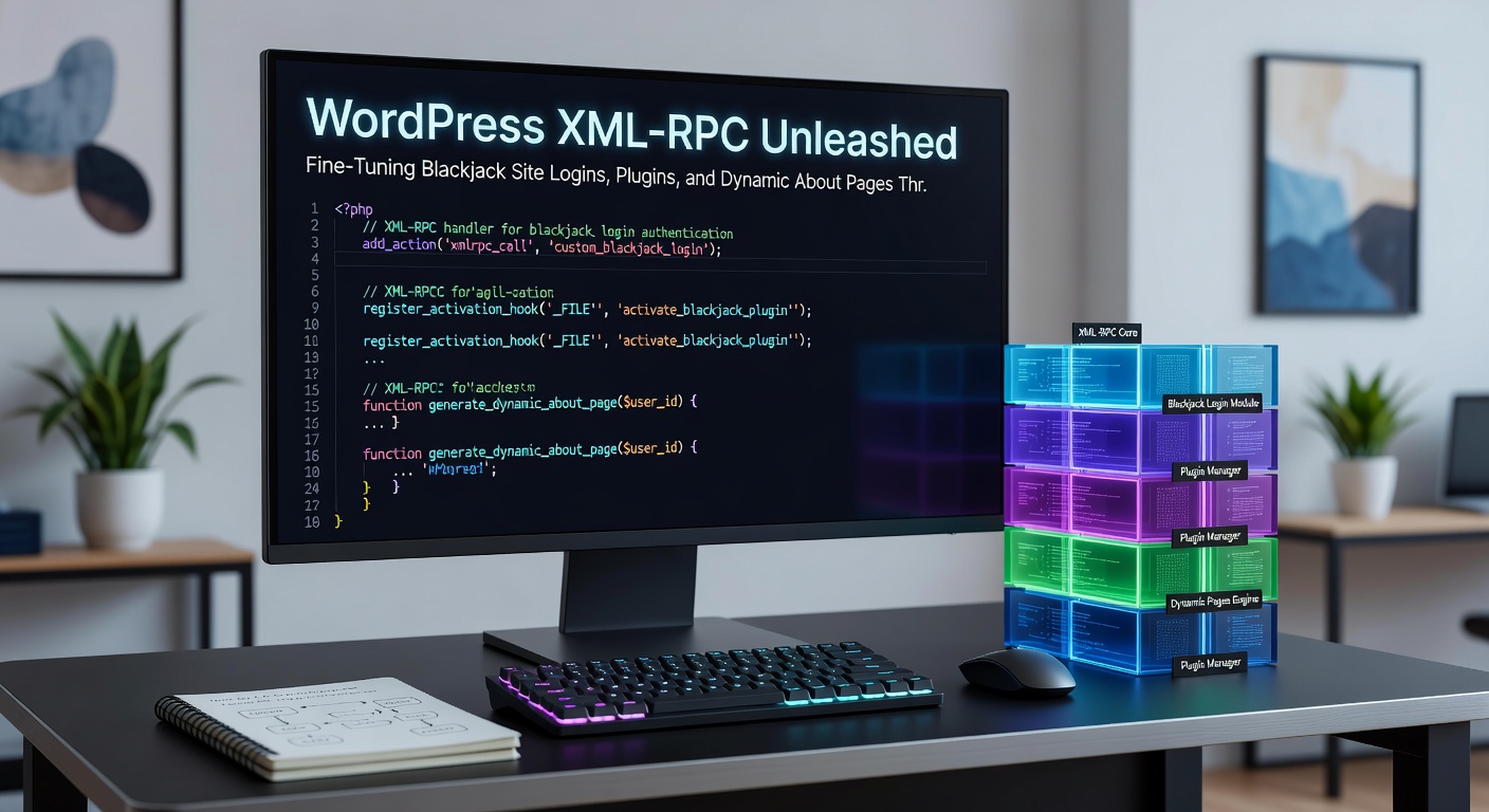 Voorbeeld van XML-RPC plugin activatie workflow op een blackjack WordPress site, met calls voor installatie en configuratie